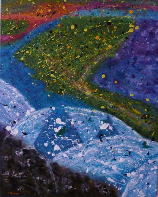 Vlny, akrylová malba na plátně 80 x 110 cm, rok 2012