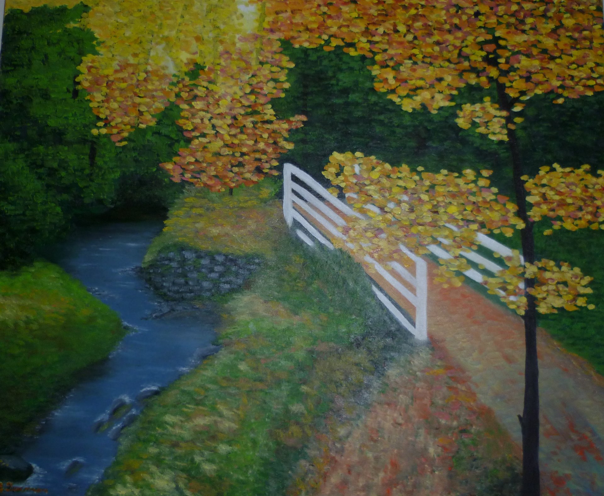 Lávka, olejomalba na plátně 45 x 40 cm, rok 2012