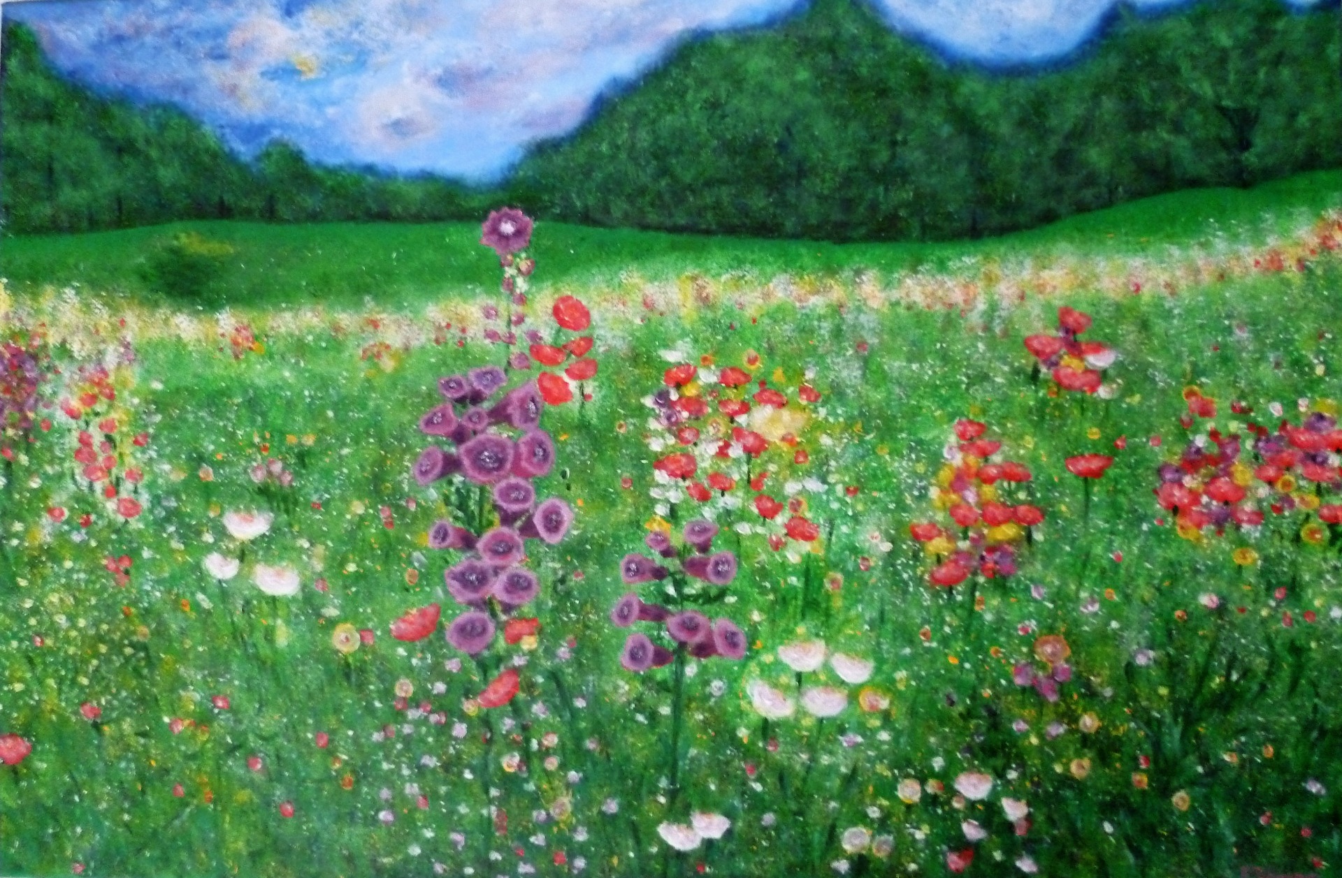 Louka, akrylová malba na plátně 90 x 60 cm, rok 2012