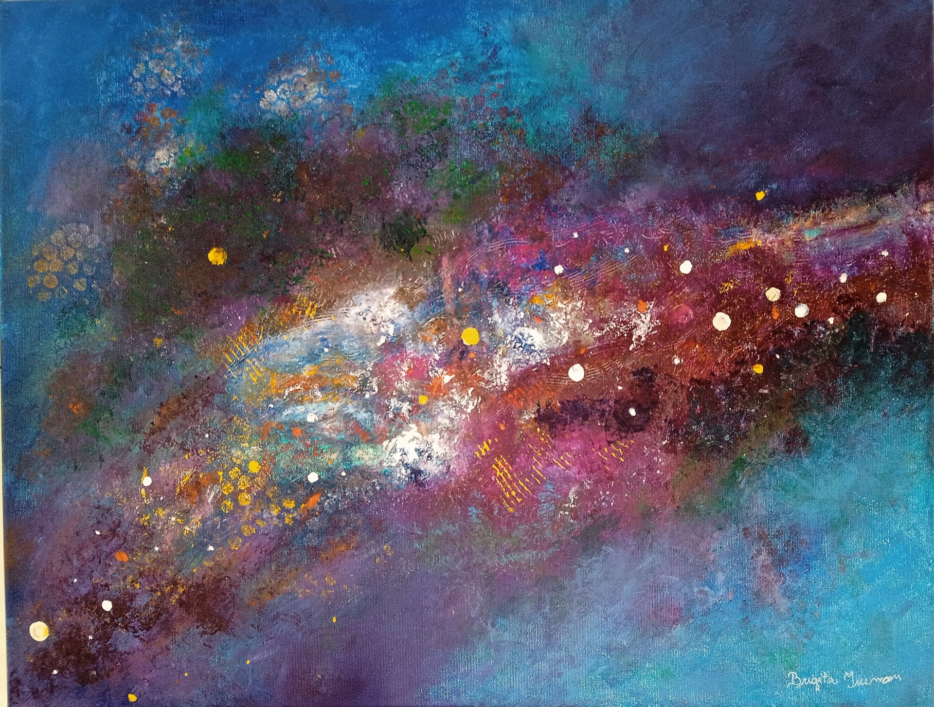 Vesmír, akrylová malba na plátně 65 x 50 cm, rok 2022