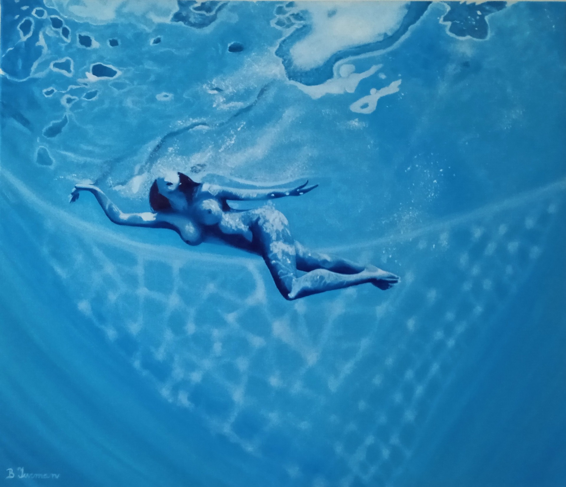 Plavkyně, olejomalba na plátně 60 x 70 cm, rok 2023