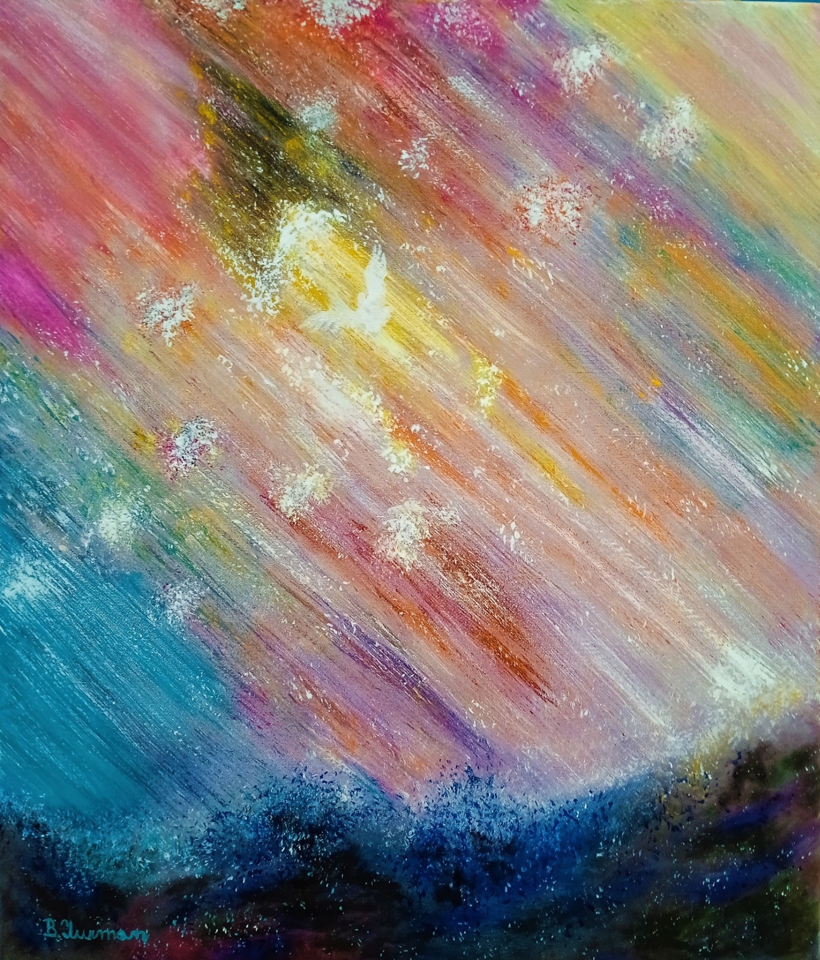 Holubice, akrylová malba na plátně 60 x 70 cm, rok 2022