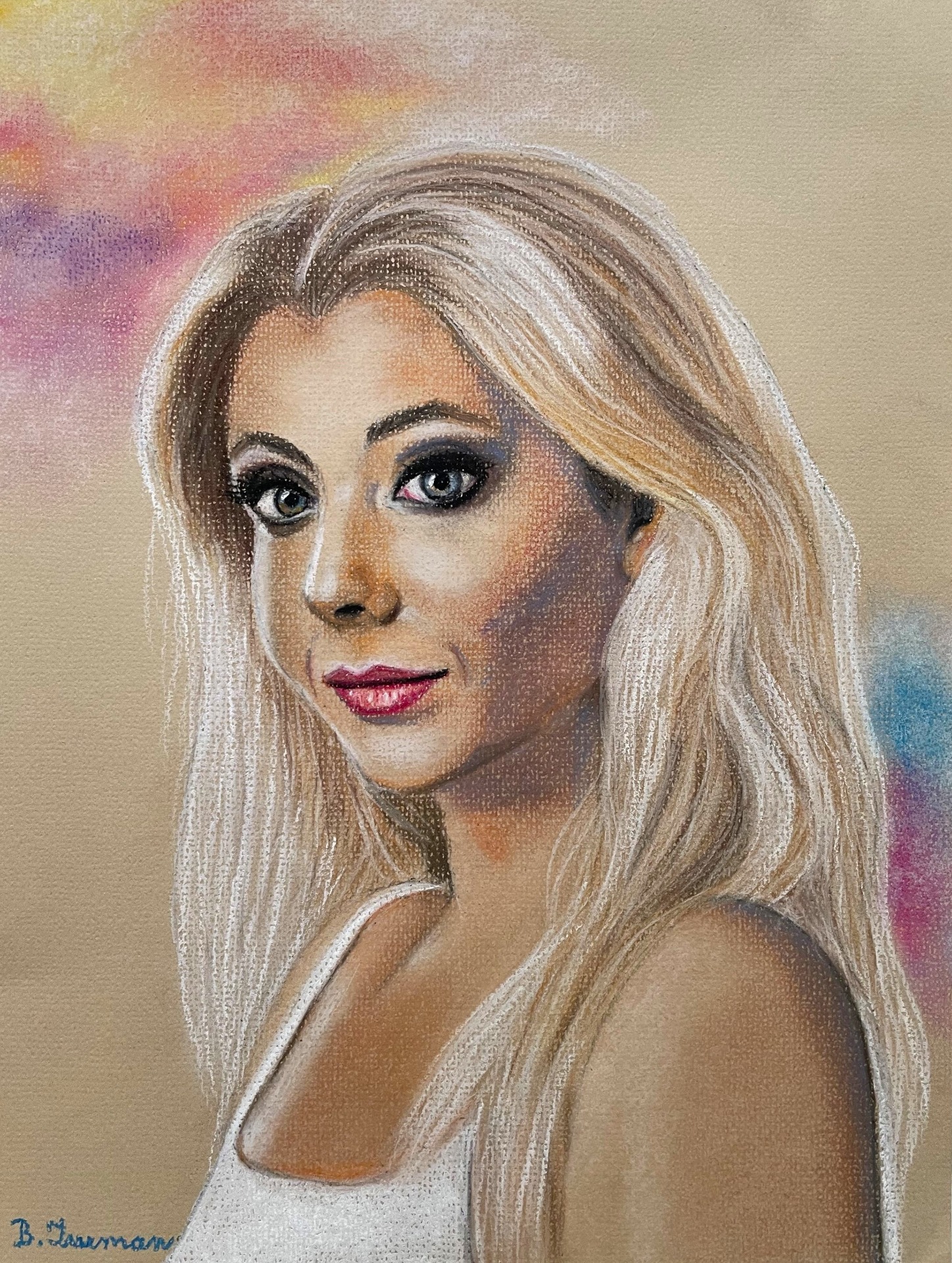 Anička Julie Slováčková, pastel na papíře 24 x 32,5 cm, rok 2025