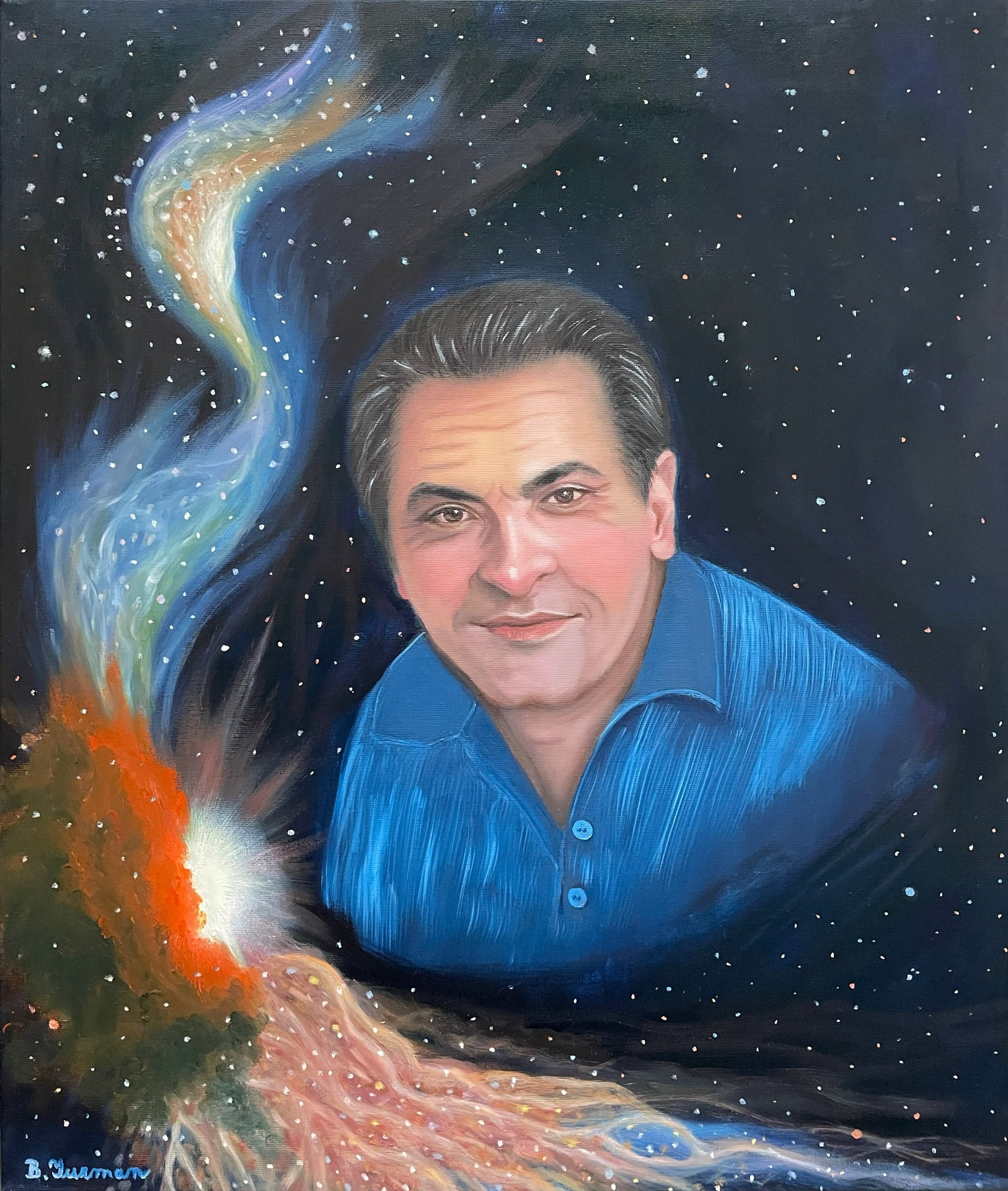  MUDr. Stanislav Grof,Ph.D., olejomalba na plátně 60 x 70 cm, rok 2024