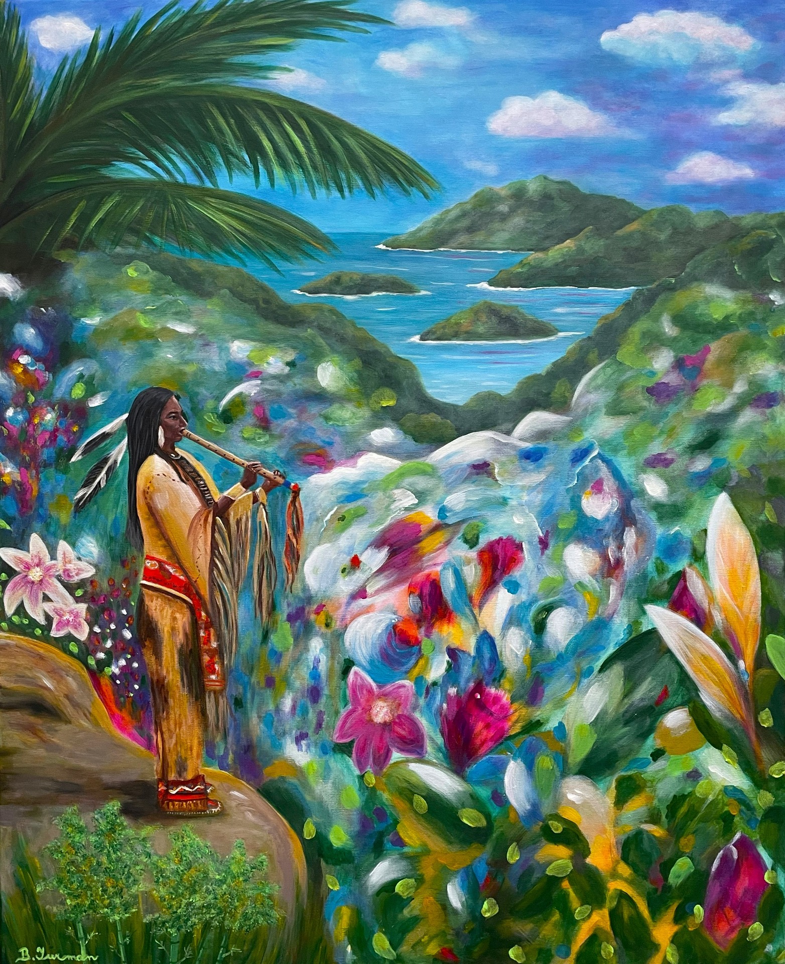 Indián, akrylová malba na plátně 90 x 110 cm, rok 2025